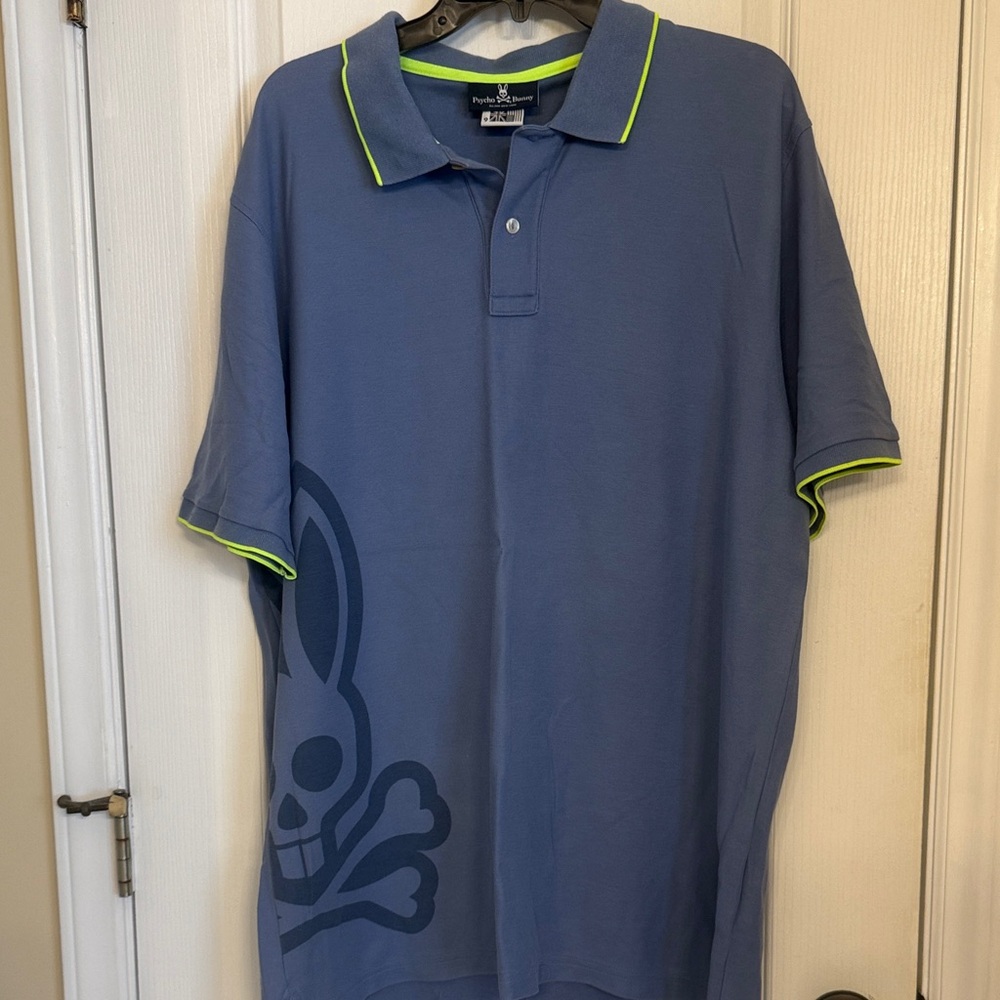 Psycho Bunny Blue Polo with Neon Accents